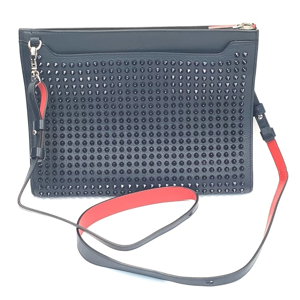 Christian Louboutin Convertible Skypouch Clutch Grained Calfskin Leather